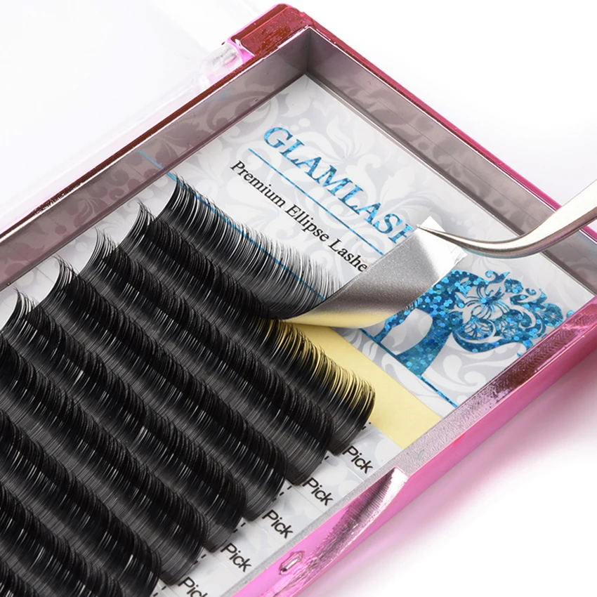 GLAMLASH 2 футляра Роскошные раздельные кончики эллипса плоские Индивидуальные