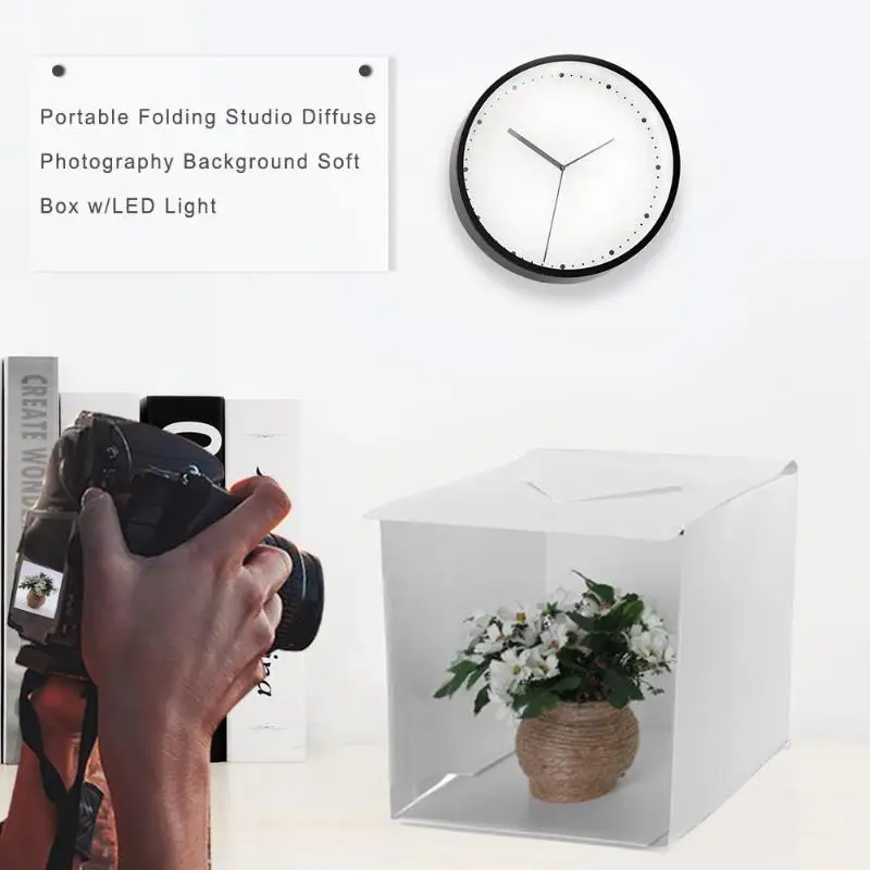 Portable Folding Studio Diffuse Photography Background Soft Box w/LED Light | Электроника