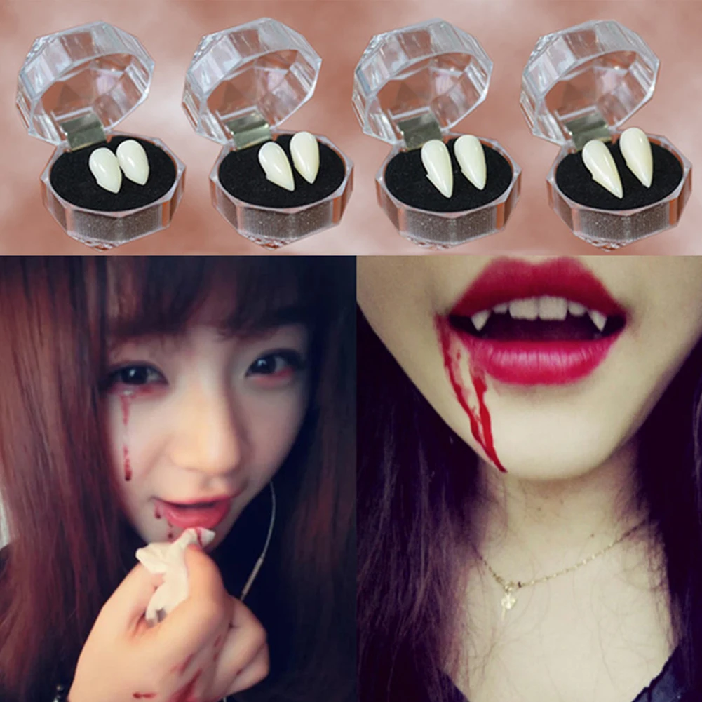 GeKLok Teeth Makeup Kit Fangs Halloween Role Playing VampireTeeth for Dracula Fancy Dress(17mm) | Дом и сад