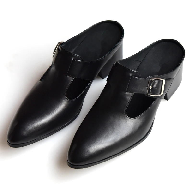 Trendy Mens Slip On Slippers High-heeled Shoes Summer Close Toe Open Back Heels Man Orange Blue Casual Heightened | Обувь