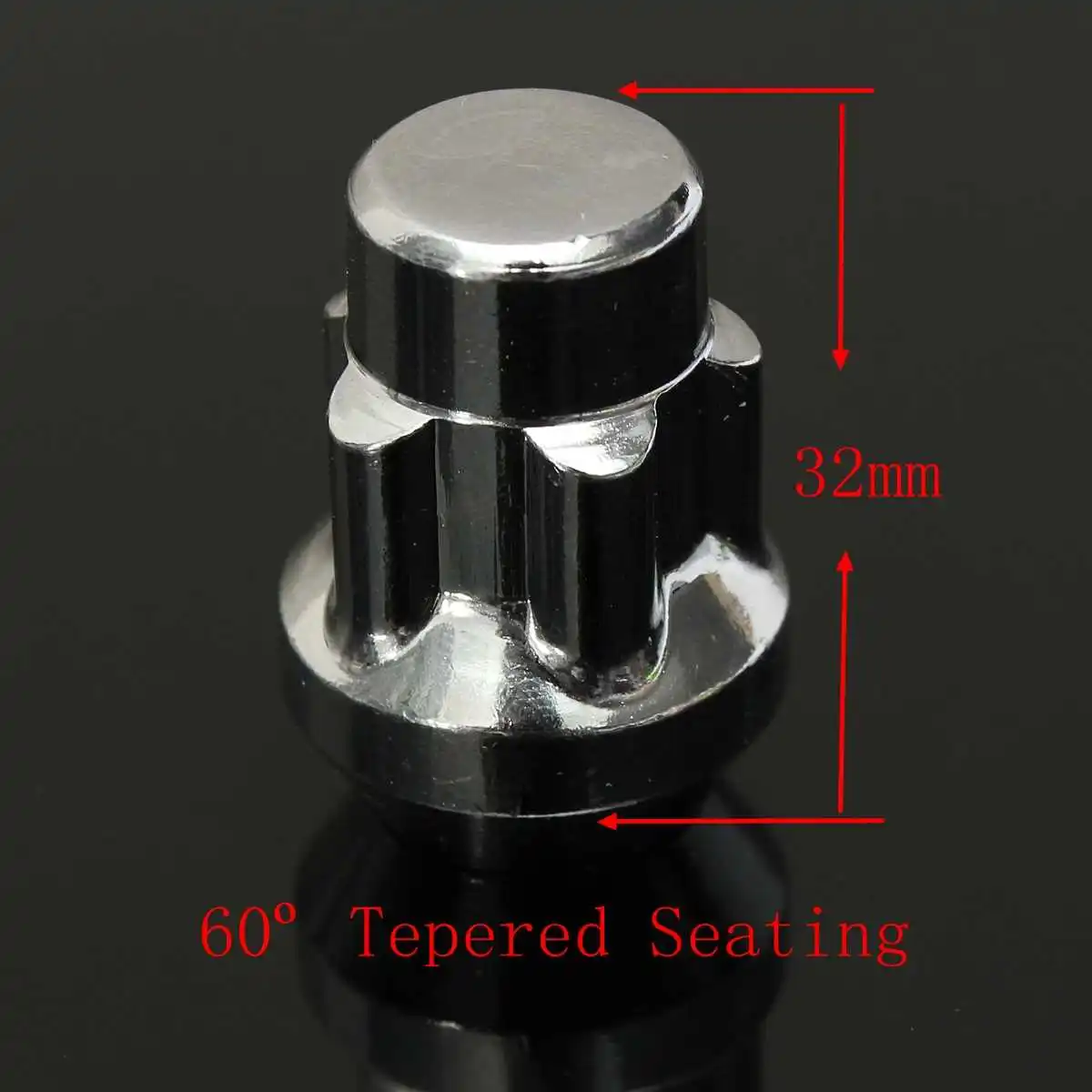 Хромированные гайки с 4 замками + 1 гайка для ключей M12x1.5mm конические из сплава