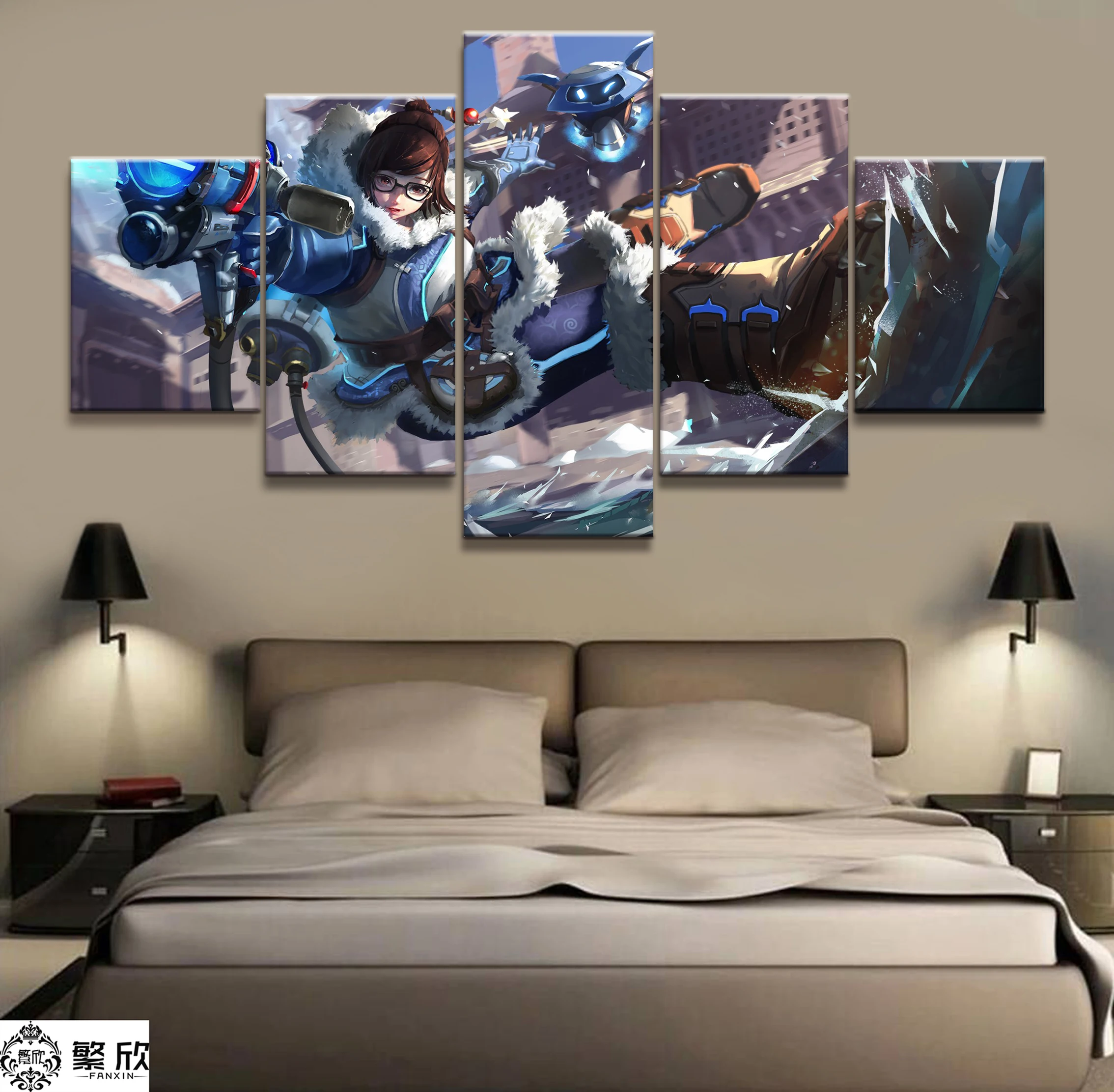 Модульная Картина на холсте для домашнего декора 5 шт. игровой постер Mei Overwatch дома