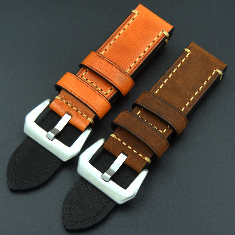 2020 high quality Watch Accessories Watch Band For PANERAI FOSSIL Genuine Leather Strap Brown 20 22 24 26mm Watchband Bracelet