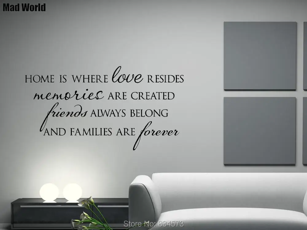 

Home is where love resides Families are forever Wall Art Stickers Wall Decals Home DIY Decoration Removable Decor Wall Stickers
