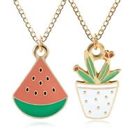 fashion watermelon charm kawaii cartoon potted plant necklace gold color chain necklaces pendants for women dropshipping