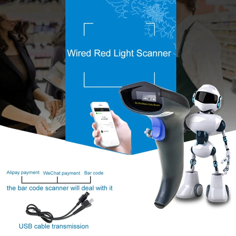 AAAJ-W3 Wired Ccd Barcode Scanner Red Light One-Dimensional Scan Screen Stained Code | Компьютеры и офис
