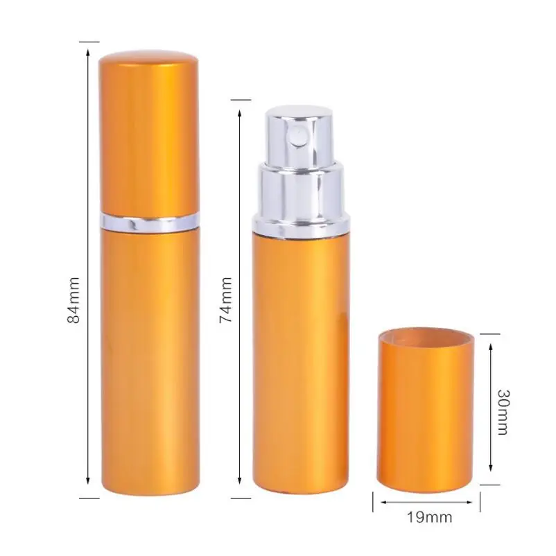 Пустые модные 5 мл анодированные алюминиевые стеклянные компактные флаконы для