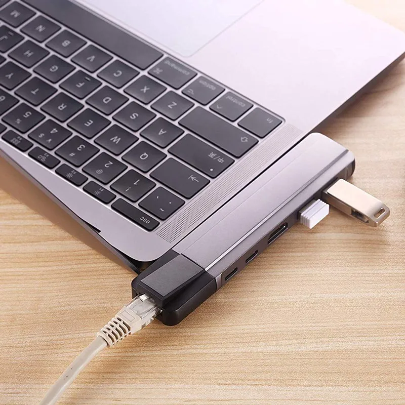Usb type C концентратор Thunderbolt 3 адаптер к 4 K HDMI гигабитный Ethernet с RJ45 DHMI 2 USB3.0 USB порт