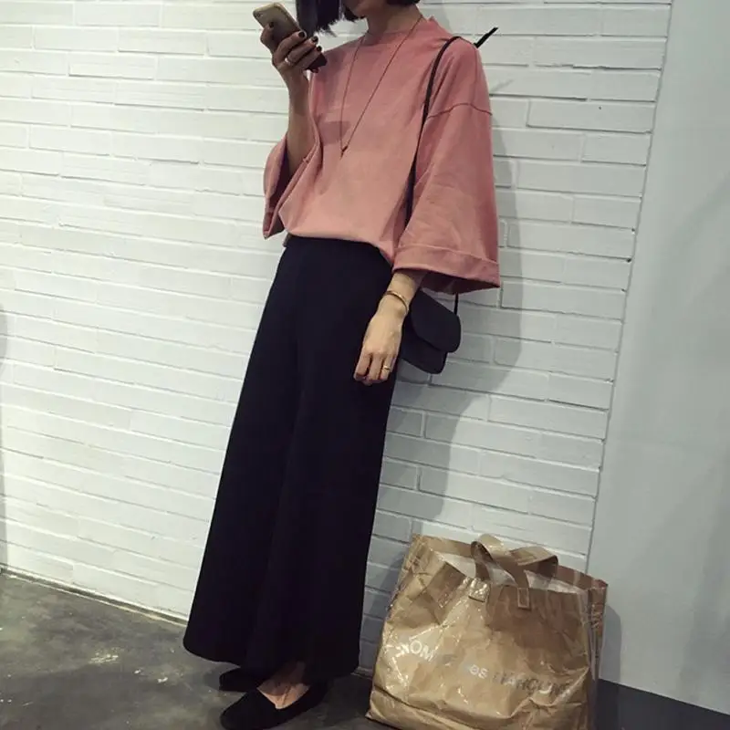 3 цвета Женская Корейская простая футболка высокое качество хлопок эластичные