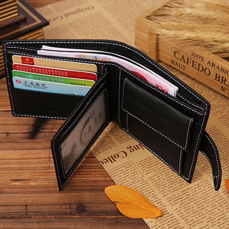 JINBAOLAI Genuine Leather Men Wallets High Quality Design with Coin Pocket Purses Gift For Card Holder Bifold Purse | Багаж и сумки