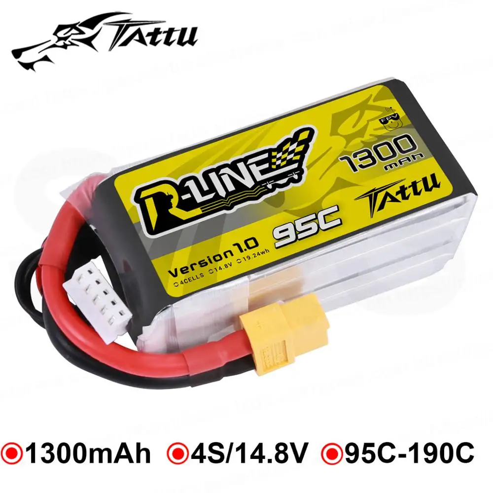 Гоночный аккумулятор Tattu 95C 14 8 V 1300mAh Lipo 4S XT60 разъем для FPV гоночного дрона RC