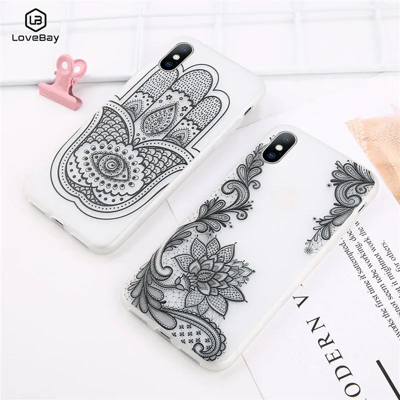 Lovebay Patterned Phone Case For iPhone 6 6S 7 8 Plus X 5 5S SE XR XS MAX Transparent Floral Paisley Flower Silicone Soft Covers |