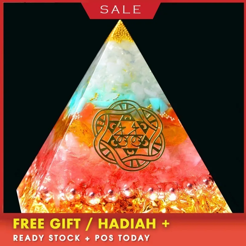 AURAREIKI Orgonite Reiki Pyramid Natural Crystal Chakra Healing Stone That Changes The Fortune Field Of LifeTransparent Pyramid