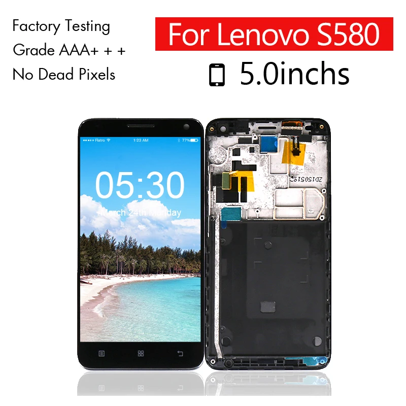 10 шт./лот для lenovo S580 ЖК дисплей с сенсорный экран + рамки планшета Ассамблеи панель