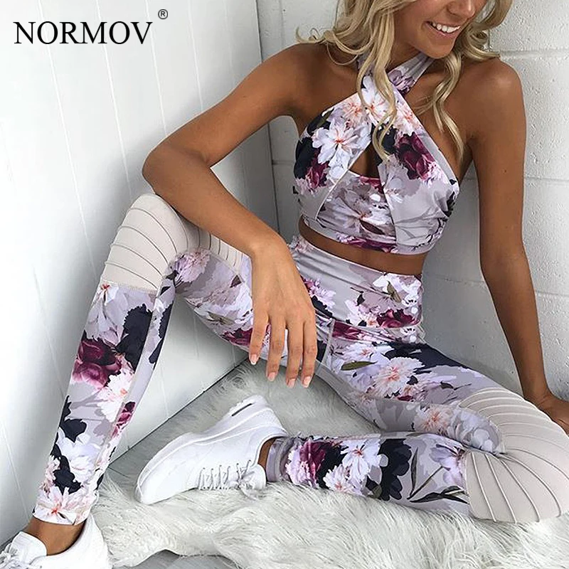 Женский спортивный костюм NORMOV комплект из двух предметов с цветочным принтом