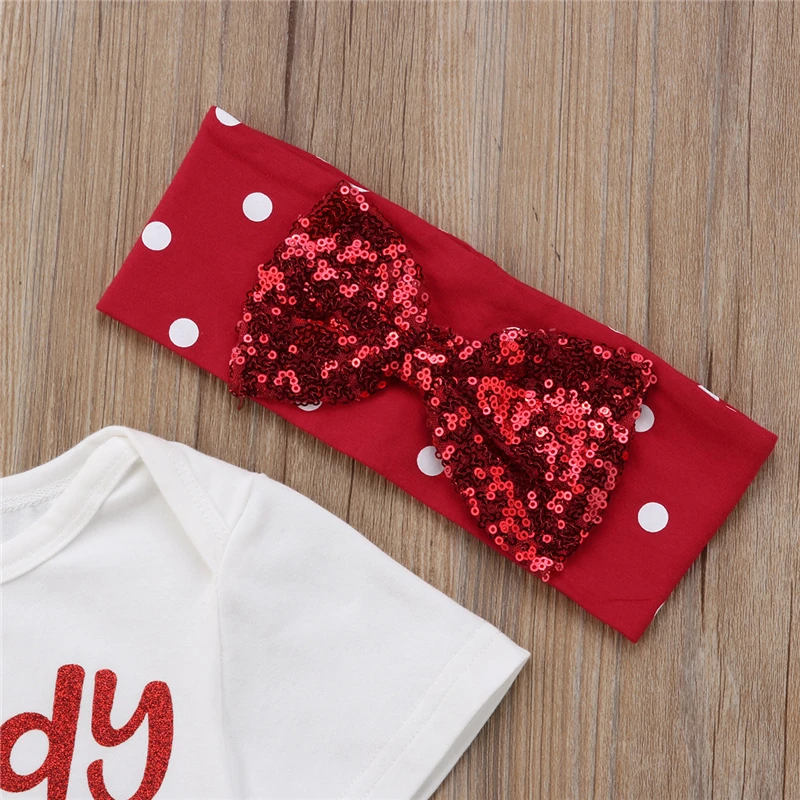Одежда для маленьких девочек Топ новорожденных с надписью Daddy Is My Valentine шорты