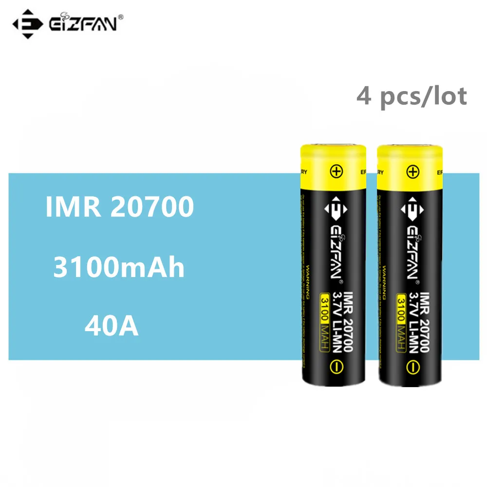 EIZFAN IMR 20700 перезаряжаемая батарея 3100mAh 40A EFAN Li-Ion для Vaporesso Eleaf Wismec SMOK Voopoo IJOY PD270 CAPO Vape