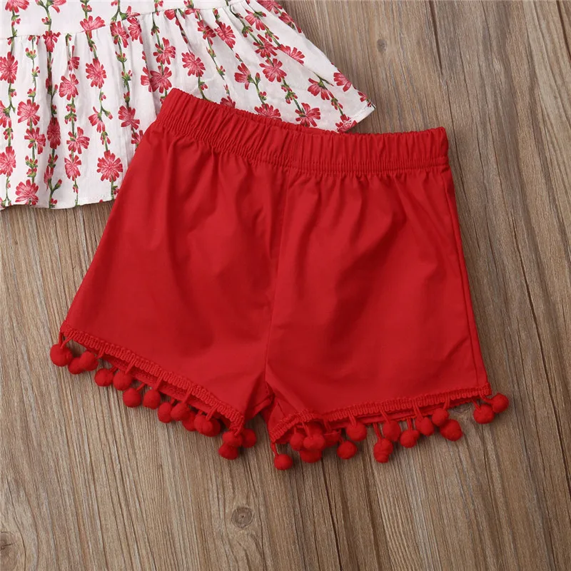 От 1 до 6 лет комплект одежды для маленьких девочек топ на бретельках с цветочным