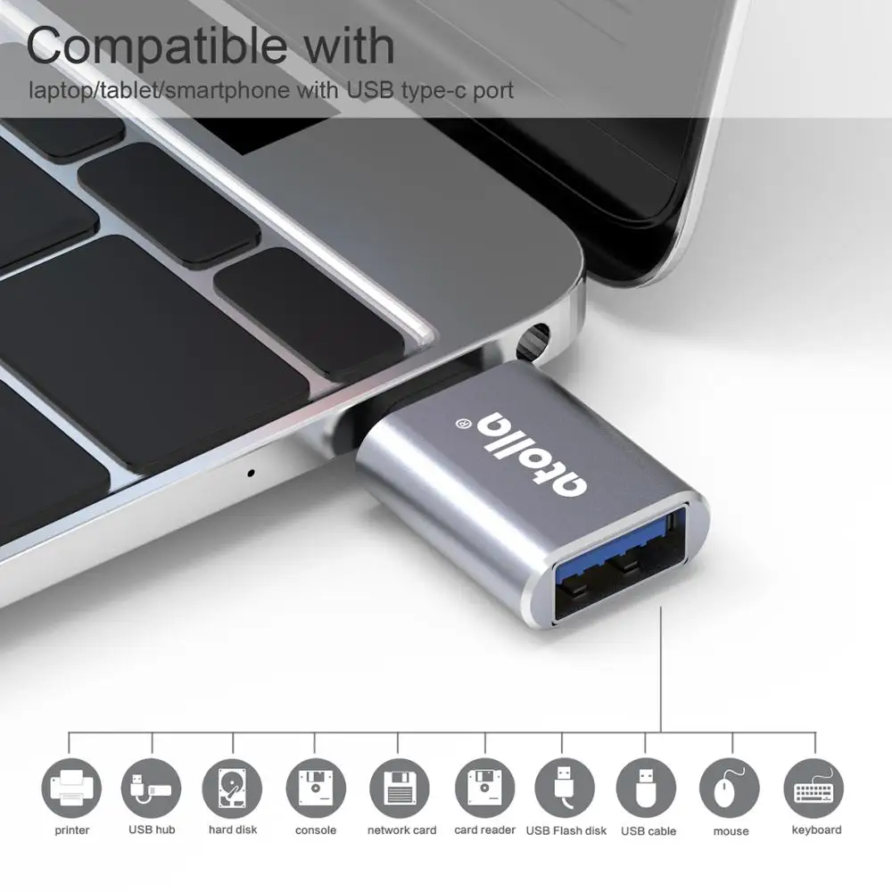 Atolla Универсальный USB адаптер C к Micro OTG кабель Type конвертер для MacBook Pro 2018/2017 Dell XPS 13 и