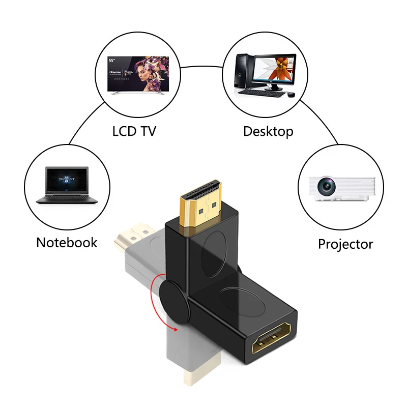 HDMI адаптер Мужской к Женский конвертер переключатель Jack 4 K удлинитель 270 90