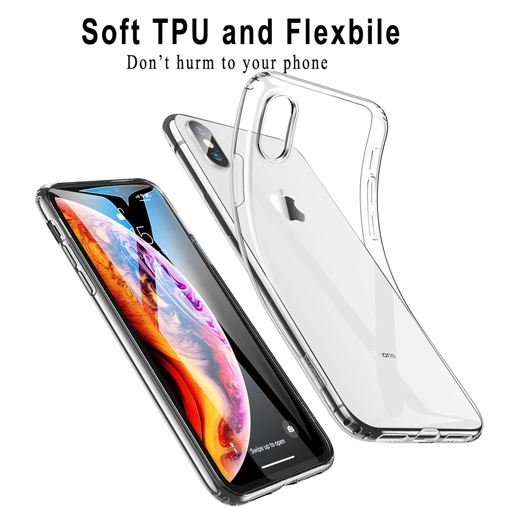 KISSCASE HD Clear Phone Case For iPhone X XS Max XR 7 8 6S 6 5S Plus Soft TPU Cases 5 SE Back Cover |