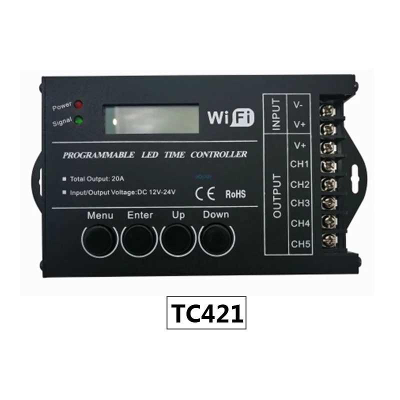 DC12 DC24V TC420/TC421 WiFi time programmable led controller dimmer RGB aquarium lighting timer input 5 channels for strip | Лампы и