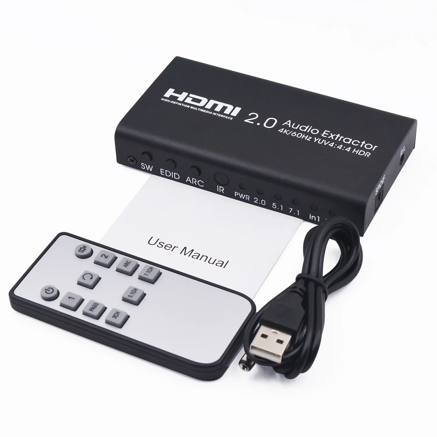 Топ HDMI2.0 аудио экстрактор сплиттер 2in 1out 4K при 60Hz YUV 4:4:4 HDR для HDTV dvd плеер Blu Ray