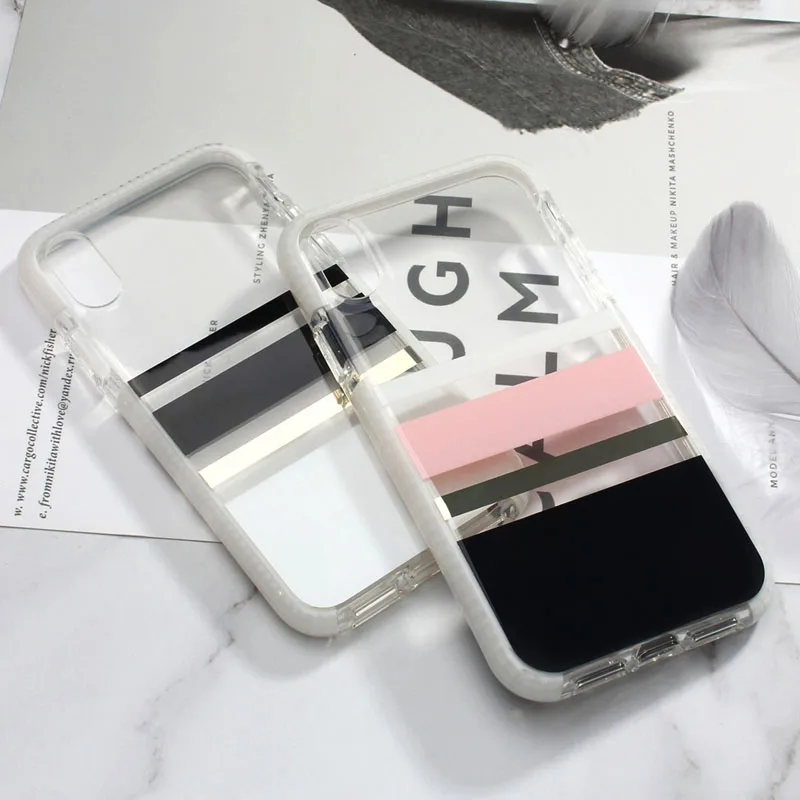Чехол для телефона с блестками в полоску Etui чехол iPhone X XS MAX 8 7 Plus амортизационный