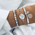 4 шт., Женский хлопковый браслет с бусинами и подвесками