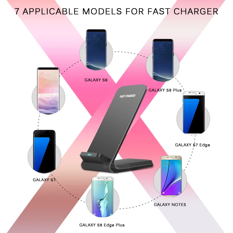 QI Беспроводное зарядное устройство Quick Charge 2 0 Быстрая зарядка для iPhone 8 10 X Samsung S6 S7