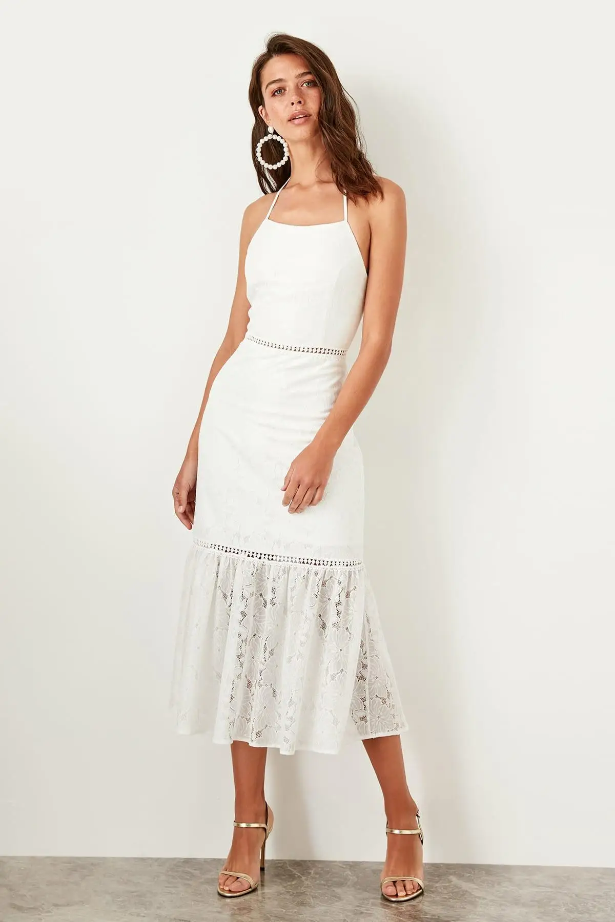 Trendyol экрю с кружевной отделкой TPRSS19BB0300 | Женская одежда