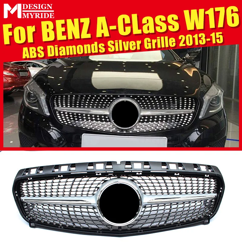 Подходит для W176 Grills Grill ABS Материал серебристый A Class A180 A200 A250 A45 без знака Решетка