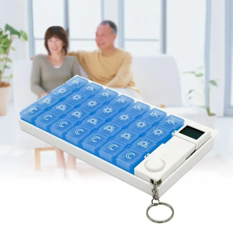 7 Days Portable Pill Dispenser Reminder Timer Box Organizer 28 Cell LCD Intelligent Medicine Alarm U3 | Красота и здоровье