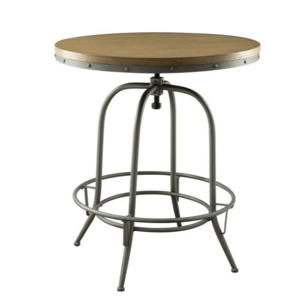 Wooden Top Round Adjustable Bar Table Warm Brown | Мебель