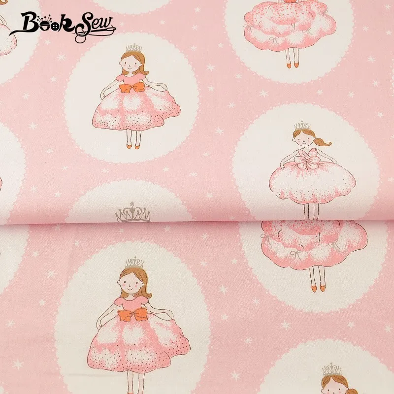 Вышитая ткань Booksew из 100% хлопка саржевая с рисунком принцессы мультфильма Tissu Tecido