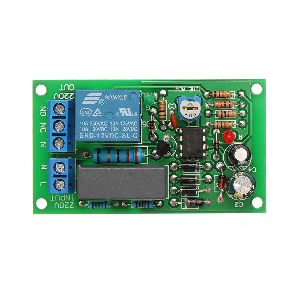 220V 10A 2200W Delay Relay Module Power On Disconnect Circuit Board Corridor Switch 65 x 38 mm | Обустройство дома