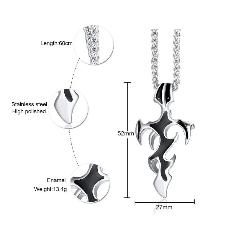 Vnox Мужская кулон крест ожерелья из нержавеющей стали бесплатная цепь 24