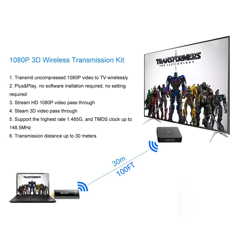 Measy W2H MINI2 беспроводной HD передатчик и приемник расширитель до 30 м/100 футов для