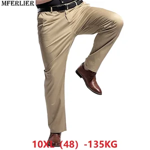 Брюки мужские офисные свободные, повседневные деловые прямые штаны, цвет хаки, большие размеры 7XL, 8XL, 9XL, 10XL, лето-осень 130 кг, 5XL, 46, 48