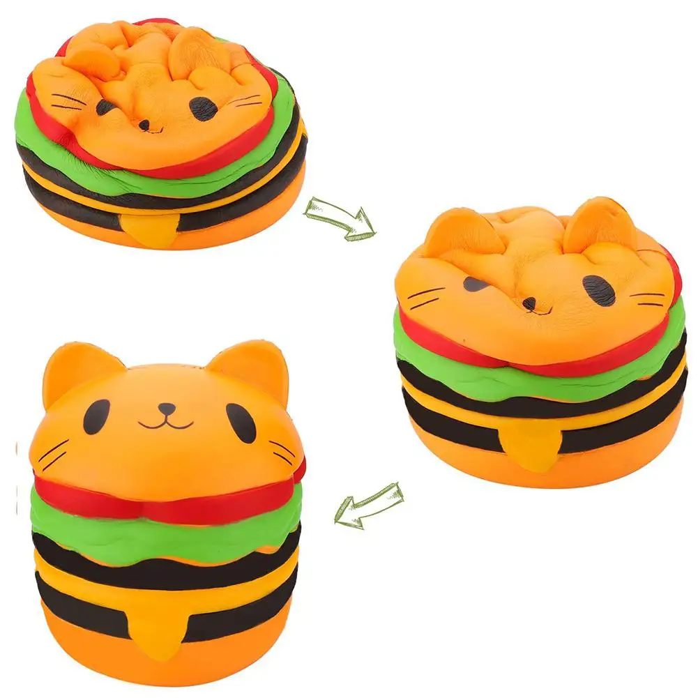 10 Inch Cute Cat Head Hamburger Squishy Slow Rising Squeeze Toy Collection Gift | Игрушки и хобби