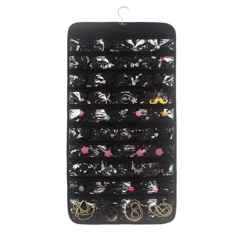 Hot Fashion 80 Compartments Hanging Storage Bags Jewelry Earring Necklace Brooch Bag Closet Display Visible Non-woven Fabrics | Дом и сад