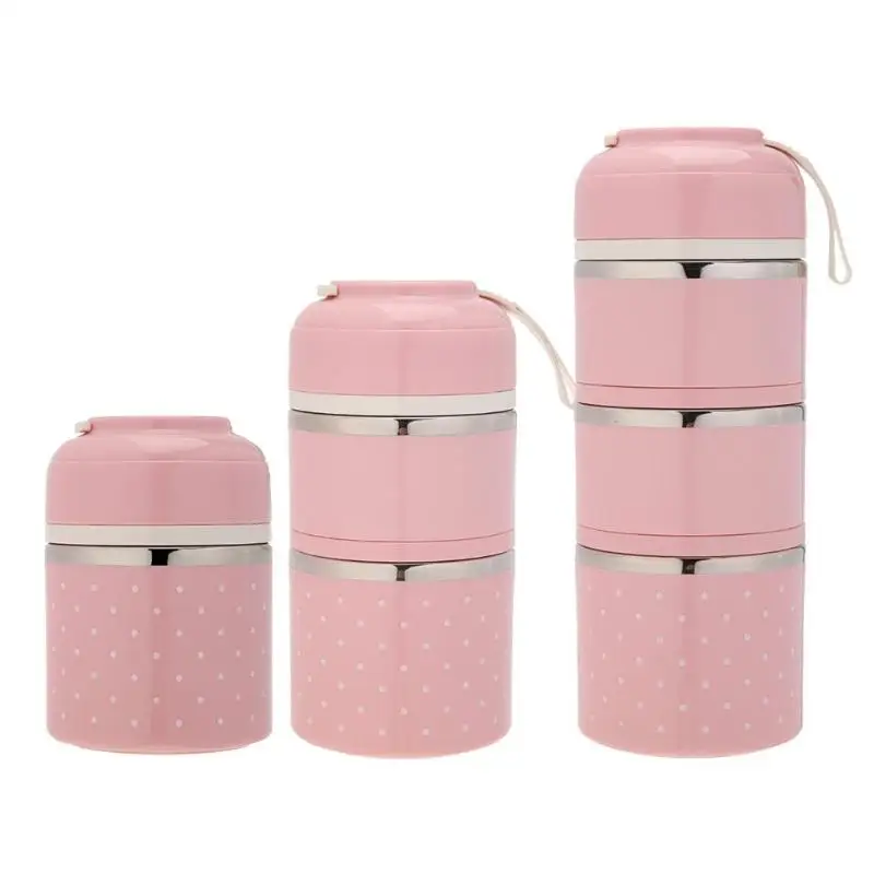 Тепловой Ланч бокс в горошек герметичный контейнер из нержавеющей стали|Коробки