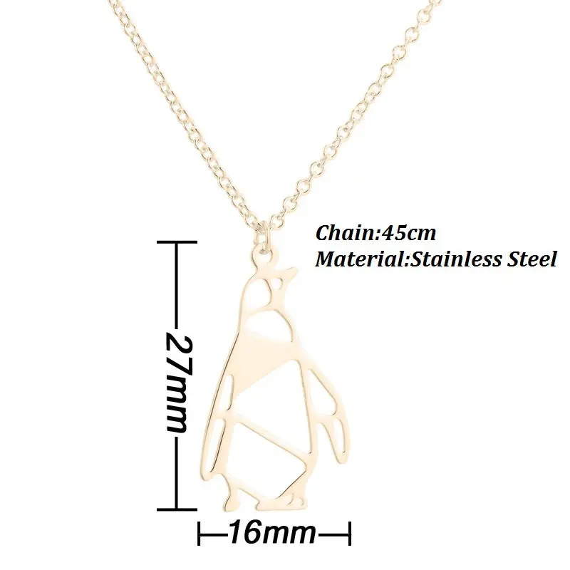 Fashion Origami Penguin Necklace Women Trendy Geometric Animal Charm Accessories Lovers Gifts | Украшения и аксессуары