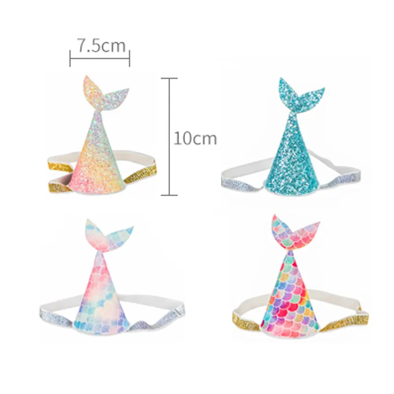 1 шт. шапочка с хвостом русалки для детского душа блестящая красочная корона