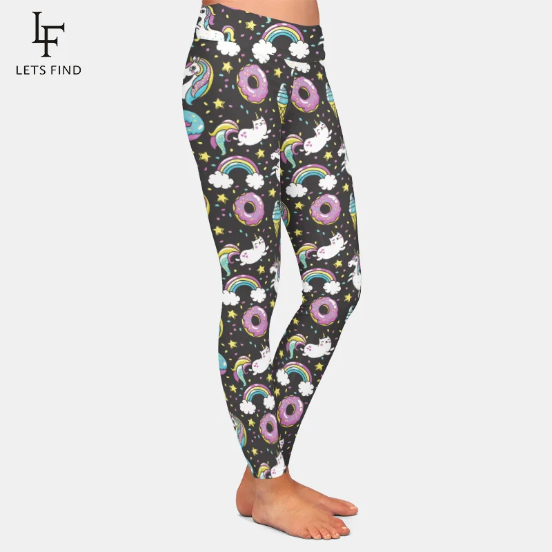 New Fashion Unicorn Women High Waist Leggings 3d Printed Rainbow Star Cat Donuts Fitness Legging Sexy Woman Elasticity Pants