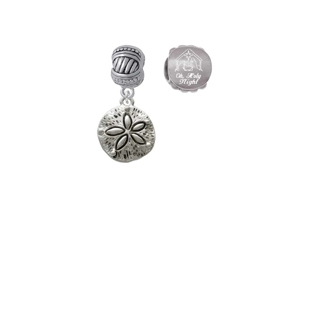 Silvertone антикварный песочный доллар Come Let us Adore Him Charm Beads (набор из 2)| |