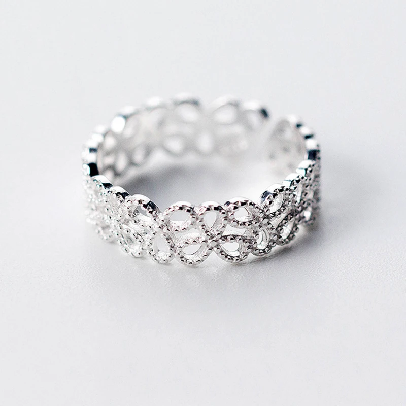 

Wholesale Japan Korea Style S925 Sterling Silver Fashion Cute Sweet Hollow Flower Open Ring Women Jewelry