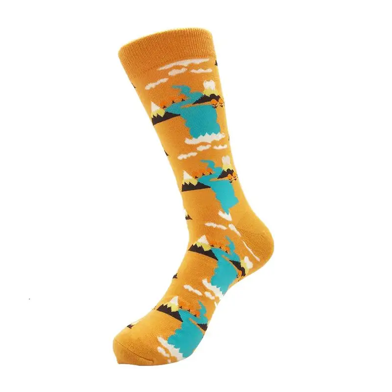 Men's Cotton Socks Geometric Cartoon Animal Crew Print Stripe Stockings Innovative Novel Couple Green Pink Blue Breathable | Мужская