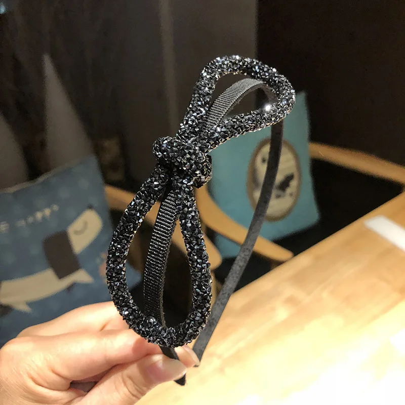 

Sale Fashion Headband Knotted Hairband For Women Hair Accessories Headwear Shining Big Bow Crystal Cross Girls Hair Accessories