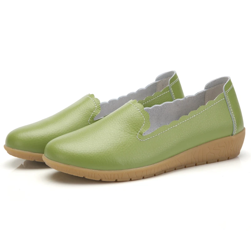 Весенние женские слипоны на плоской подошве Цвет зеленый tufli scarpe donna Повседневная